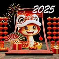 New Chinese Style Meichen Year of the Snake New Year Spring Festival Meichen National Tide Zodiac Year of the Snake Meichen New Year Spring Festival Meichen Year of the Snake Scroll Creative Meichen Year of the Snake New Year's Day Lantern Festiv 3d model