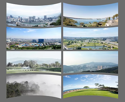 Diverse Scenic Landscape Photos Featuring City Skyline Coastal Areas And Green Spaces 3d model