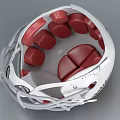 White Football Helmet Featuring Black Stripe And Cartoon Grinning Face Design