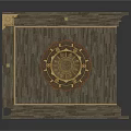 Gray Square Floor Design With Central Golden Circular Pattern And Surrounding Border Lines