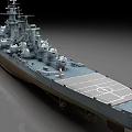 Highly Detailed Battleship Model Featuring Turrets Superstructure Deck And Military Design Details
