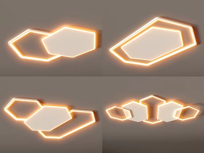 Modern Geometric Ceiling Lights With Warm Lighting And Unique Shapes 3d model