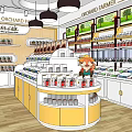 Ocean Farmer Retail Grocery Store Interior With Well Stocked Shelves And Product Displays
