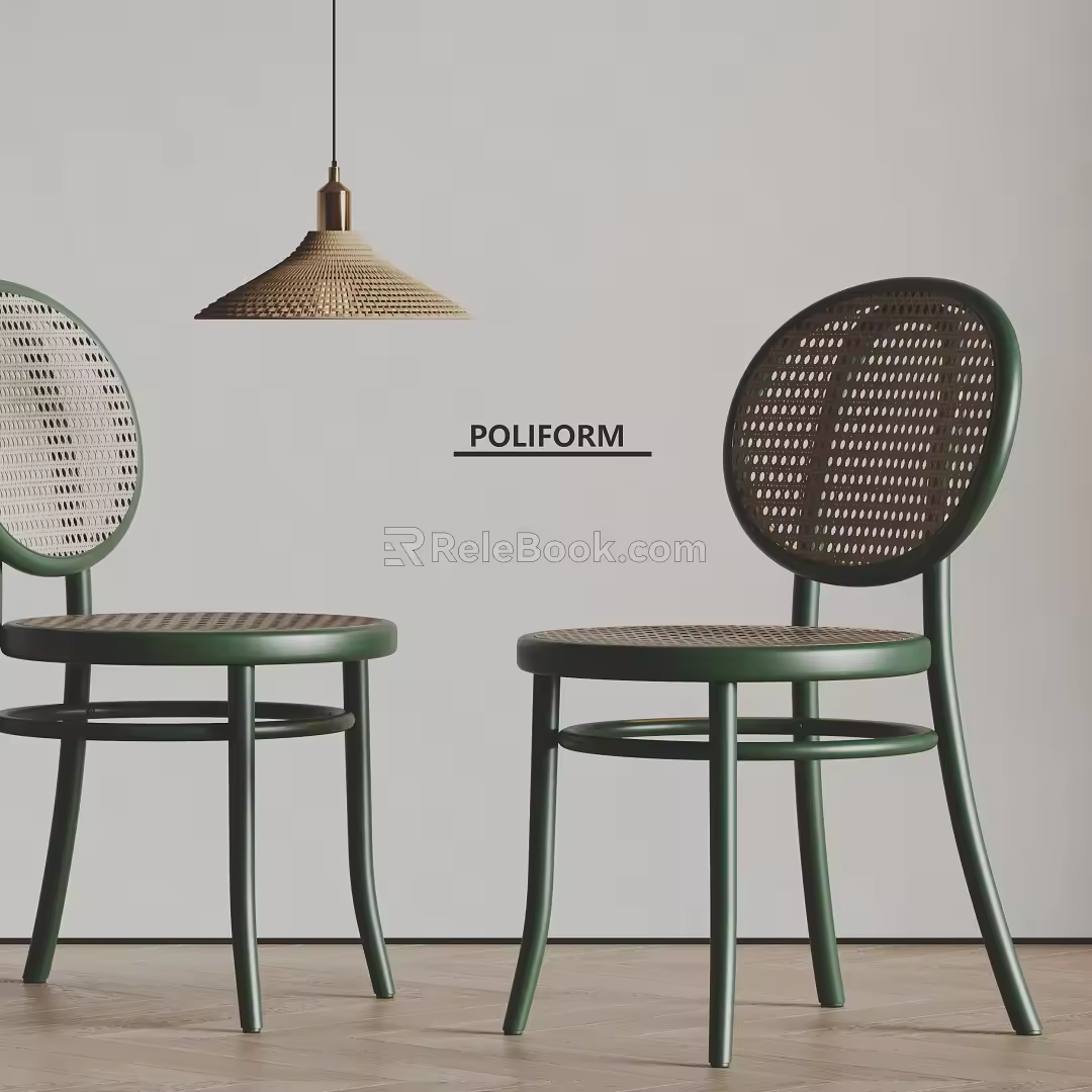 poliform modern dining chair chandelier 3d model