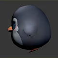 Cute Chibi Penguin Game Movie Character With Big Blue Eyes Orange Beak And Red Feet