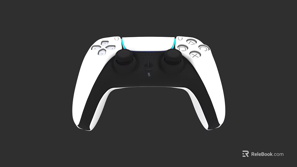 Ergonomic White And Black Wireless Game Controller With Responsive Buttons And LED Lights 3d model 