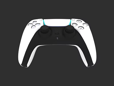 Ergonomic White And Black Wireless Game Controller With Responsive Buttons And LED Lights 3d model