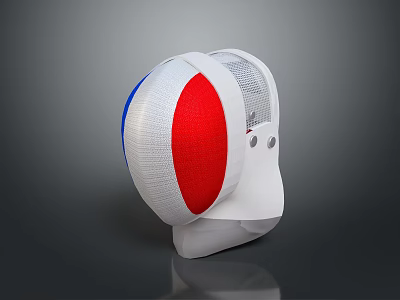 Fencing Weapon Protective Helmet Featuring Red White Blue Design And Mesh 3d model