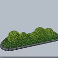 Trimmed Round Shrubs In Garden Landscape With Lawn Grass And Stone Edging