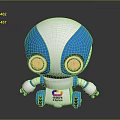 Cute Robot Character Design For Children Fashion With Blue White Color And Big Eyes