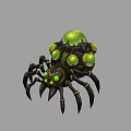 Black Reptile Creature With Green Round Bulbs And Multiple Legs Fantasy Design