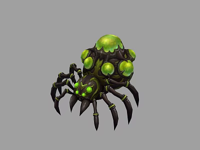 Black Reptile Creature With Green Round Bulbs And Multiple Legs Fantasy Design 3d model