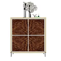Modern Entryway Sideboard Cabinet With Wooden Doors And Decorative Ornaments On Top
