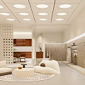 Modern Fashion Store Interior Design With White Arched Doorway Mannequins And Green Plants