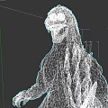 Giant Reptile With Black Scaly Skin Open Mouth And Glowing Eyes