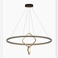 Sleek Modern Minimalist Chandelier With Circular Metal Ring And Geometric Design