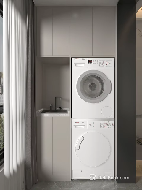 Modern Bathroom Cabinet Design With Storage Shelves Sink And Mirror Surface 3d model 