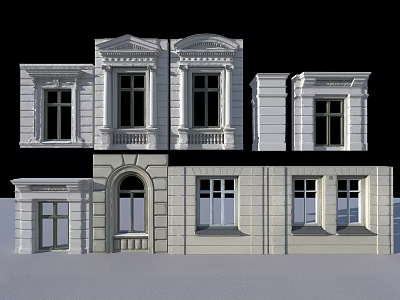 Classical Building Facade With Elegant Casement Windows And Decorative Frames 3d model