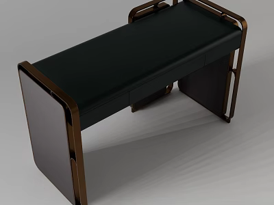 Modern Dressing Table With Black Top And Brass Frame Design 3d model