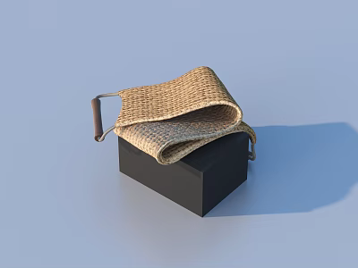 Elegant Woven Straw Handbag With Leather Handle On Black Box 3d model