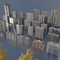 Modern High Rise Residential Buildings With Surrounding Yellow Trees And Urban Setting