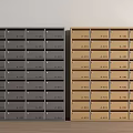 Gray And Brown Mailboxes In Two Rows With Numbered Slots And Name Tags 3d model