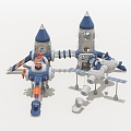 Amusement Equipment Rocket Tank Plastic Slide Little Doctor Amusement Facilities Little Doctor Toy Amusement 3d model