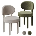 Modern Neutral And Green Single Chair With Round Backrest Velvet Fabric Cylindrical Legs