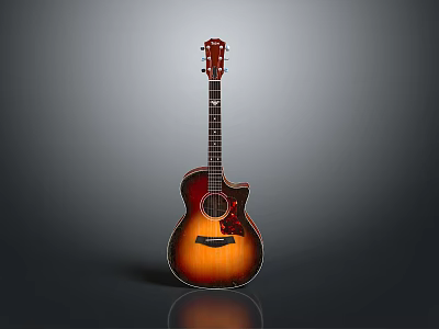 High Quality Acoustic Guitar With Sunburst Finish And Mahogany Body Design 3d model