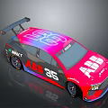 Red Pink ABB 36 Race Car Featuring Rear Wing And Direct Branding