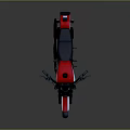 Classic Red White Blue Motorcycle With Round Headlight Black Seat And Blue Wheels