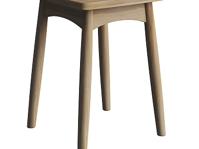 Minimalist Wooden Stool With Four Curved Legs And Natural Wood Finish Design 3d model