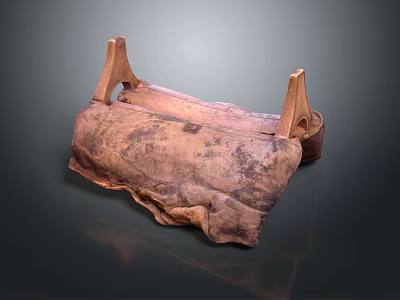 Traditional Handcrafted Equipment with Wooden Frames and Leather Covering for Carrying Loads 3d model