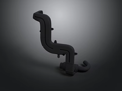 Robust Black Curved Metal Mechanical Equipment Component For Industrial Machinery 3d model