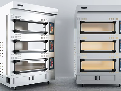 Professional Commercial Kitchen Appliances With Stainless Steel Multiple Layer Baking Ovens 3d model