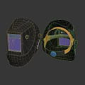 Fire Protection Equipment Welding Helmets Black Shell Blue Lens Open Closed With Yellow Interior