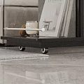 Modern Side Table With Glass Shelves And Wooden Frame Next To Beige Sofa