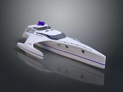 Luxury Modern Catamaran Yacht With White Hull And Purple Accents 3d model
