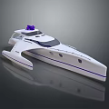 Luxury Modern Catamaran Yacht With White Hull And Purple Accents