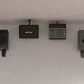 Modern Home Theater Wall Mounted Black Speakers Audio System Setup