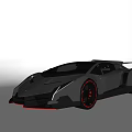 Black Super Sports Car With Sleek Body Red Rims And Rear Spoiler Design
