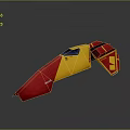 Contemporary Red And Yellow Geometric Design Object With Smooth Surface And Reflective Details