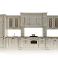 Elegant Classic Kitchen Cabinets With Carved Design Glass Doors And Upper Lower Storage