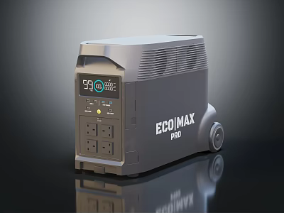 ECOMAX PRO Industrial Portable Power Station With Digital Display Multiple Outlets And Wheels 3d model