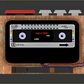 Retro Cassette Player Design With Wooden Casing Red White Buttons And Tape Reel Windows