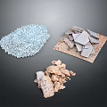 Natural Stone Wood Materials Including Crushed Stone Slate And Wood Blocks For Decorative Use