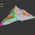 Futuristic Light Colored Triangular Model With Circular Component And Surface Details On Dark Background 3d model