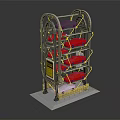 Sturdy Metal Multi Tier Storage Furniture With Safety Rails And Yellow Accents