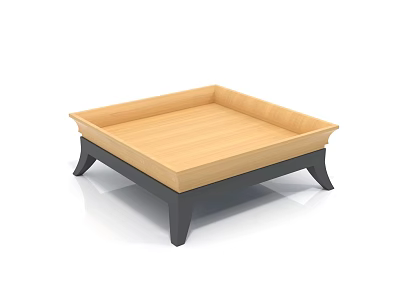 Minimalist Wooden Coffee Table For Home Living Room With Square Top And Black Legs Design 3d model
