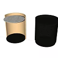 Black and Gold Circular Side Tables With White Marble Tops 3d model